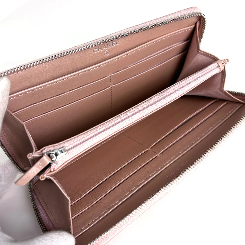 CHANEL Pink Leather Logo Wallet - Picture 6 of 8